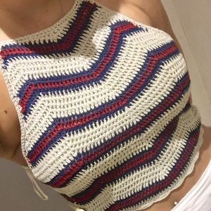 🇺🇸 Halter America Chevron Stripped Crotchet Top
